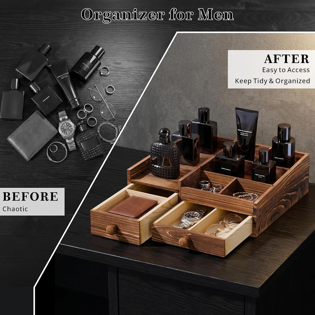 Refined Wooden Cologne Organizer