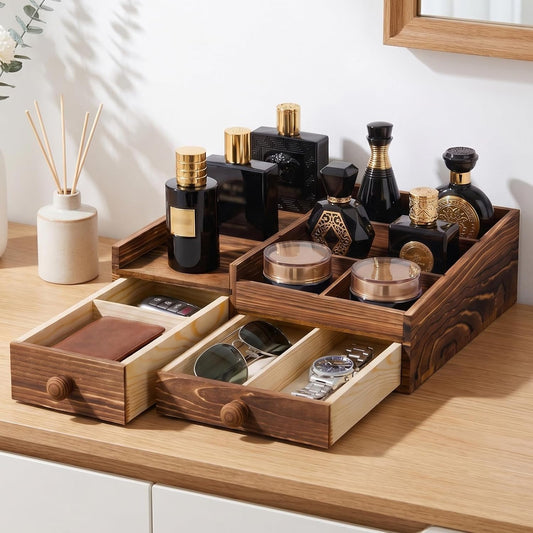 Refined Wooden Cologne Organizer