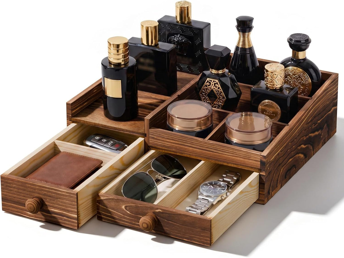 Refined Wooden Cologne Organizer
