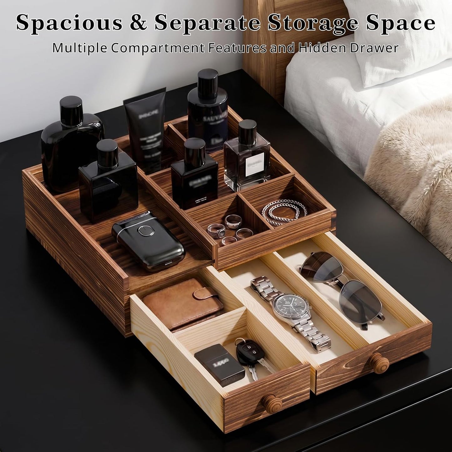 Refined Wooden Cologne Organizer